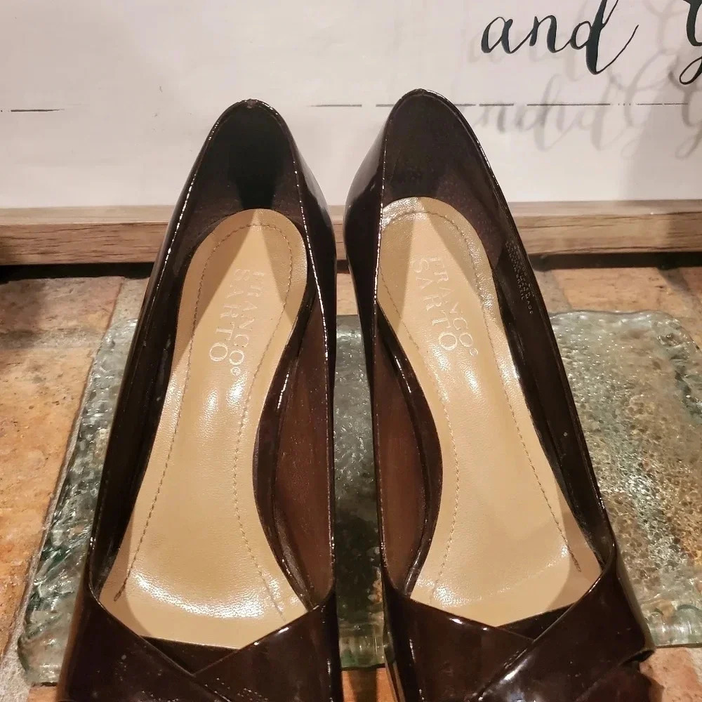 Franco Sarto L-Fresh Wedge Burgundy Weave Heel Wmns Sz 8.5 - Picture 6 of 13